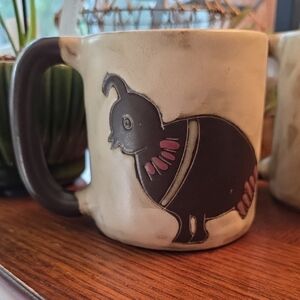 Mara Stoneware Artisan Mug with Quail Design Cream & Brown XL Mug 16 oz.